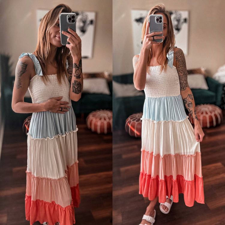 Spring Colorblock Midi Dress