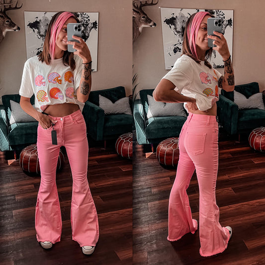 Pink Denim Flares