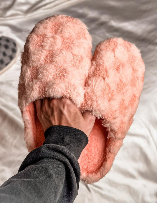 Checkered Fuzzy Slippers