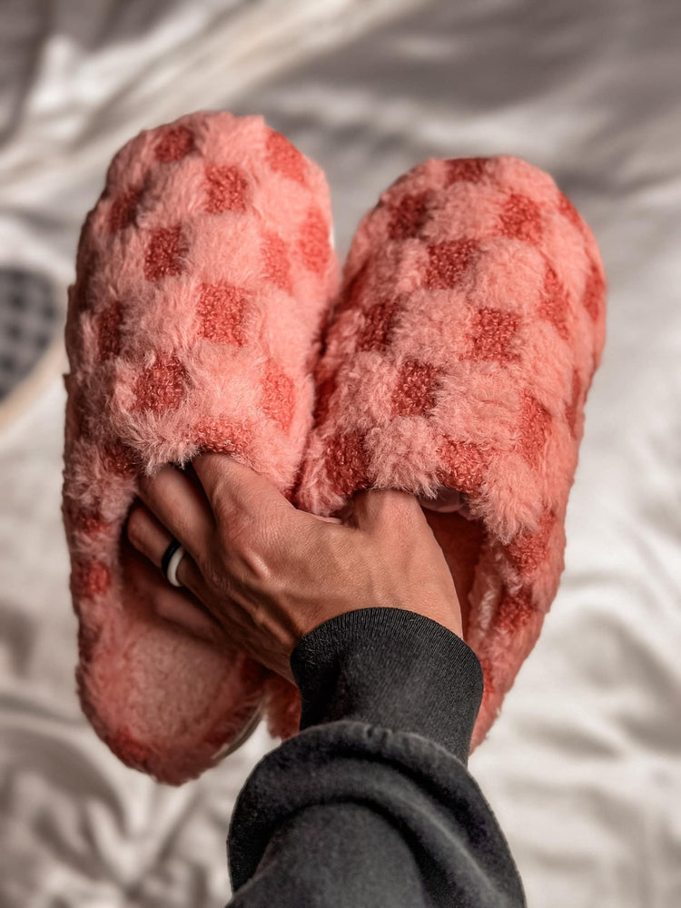 Checkered Fuzzy Slippers