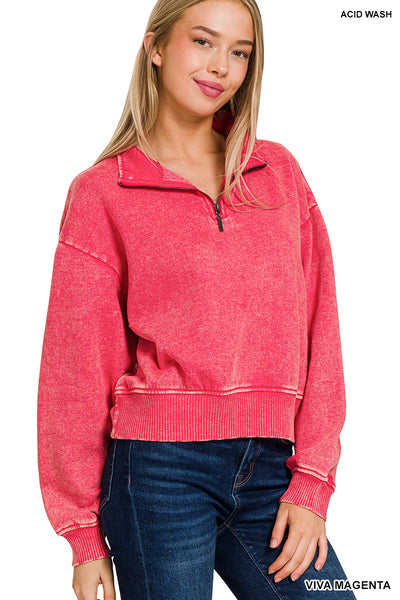 Stone Washed Half Zip Pullover