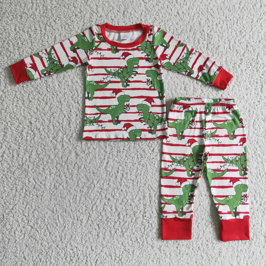 Kid's Bamboo Dino Santa PJ's