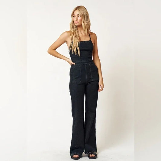 Black Denim Jumpsuit