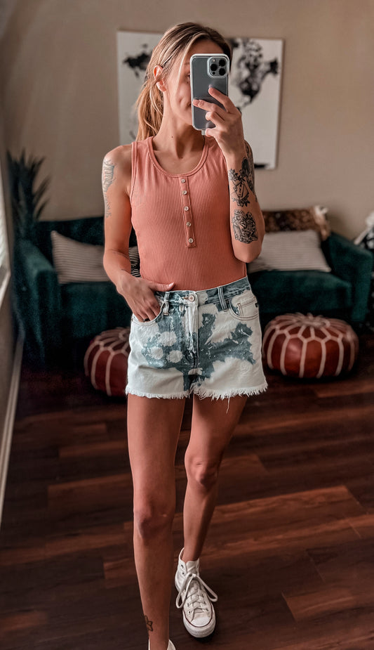 Kancan Bleached Denim Shorts