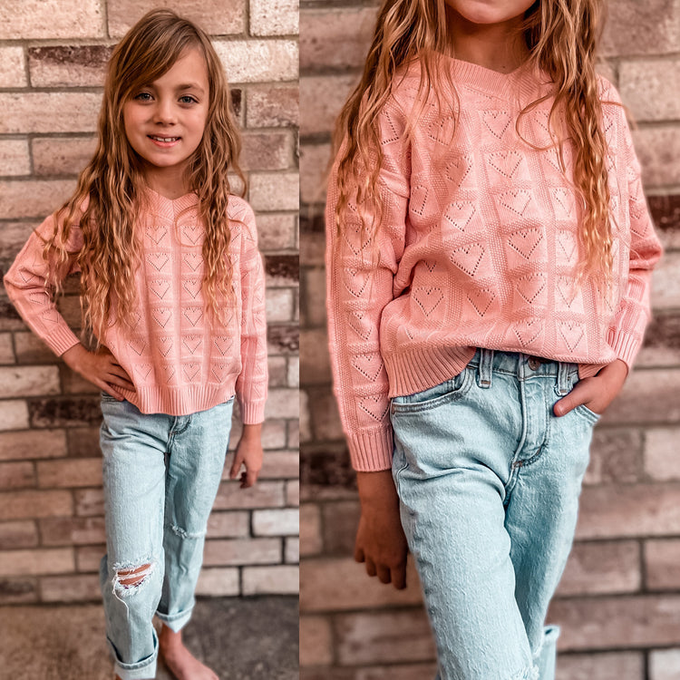 Girl’s Pink Heart Sweaters