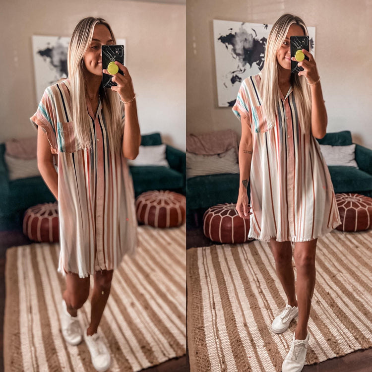 Honey Stripe Button Dress